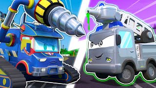 Super Bohrer vs. Roboter Feuerwehrauto! Wer ist stärker? | Autos & Trucks Einsatz für Kinder