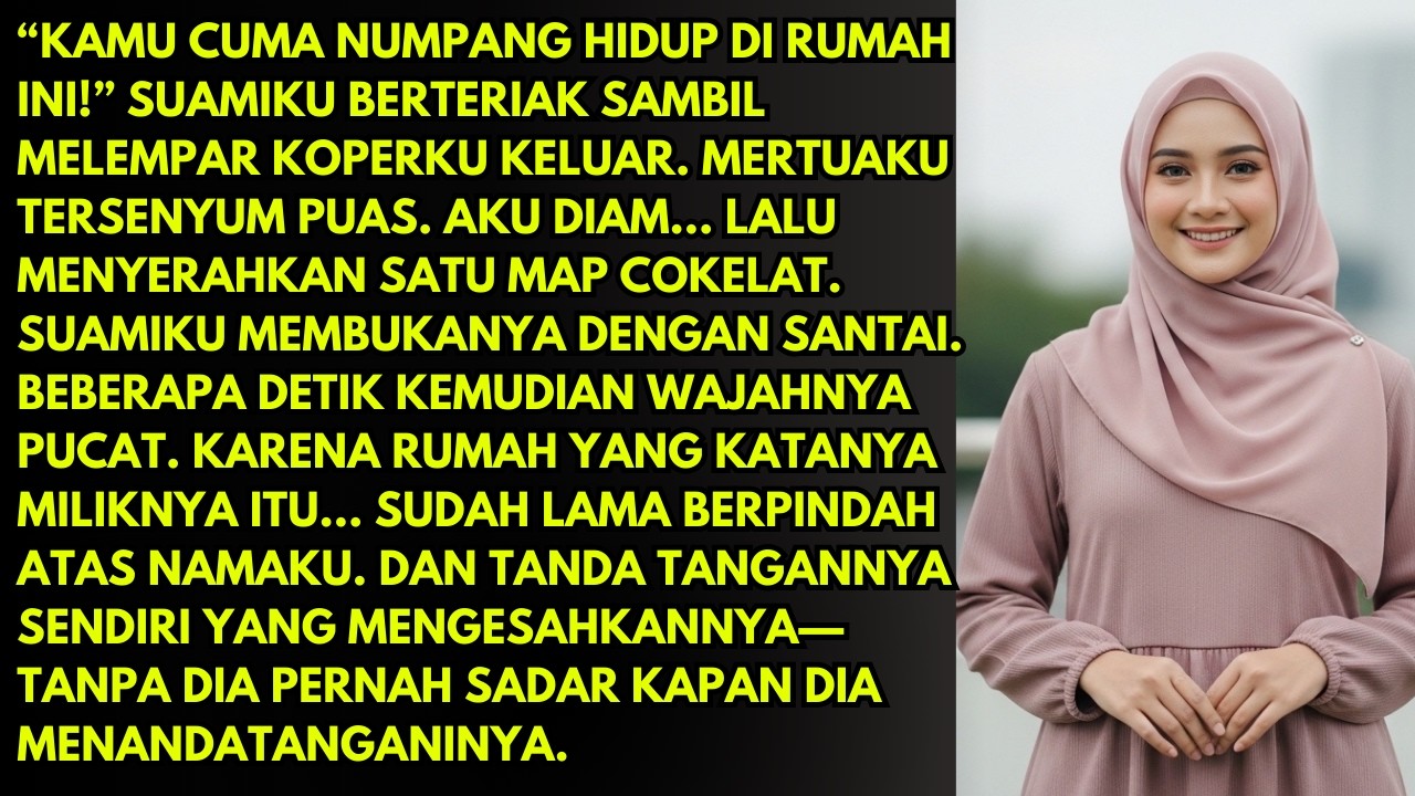 Suamiku berteriak sambil melempar koperku keluar. Mertuaku tersenyum puas. Aku diam lalu menyerahkan