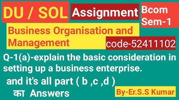 DU/SOL Assignment Question paper Downlaod | Answer 2020 I sol assignment kaise banaye bcom Q 1 all