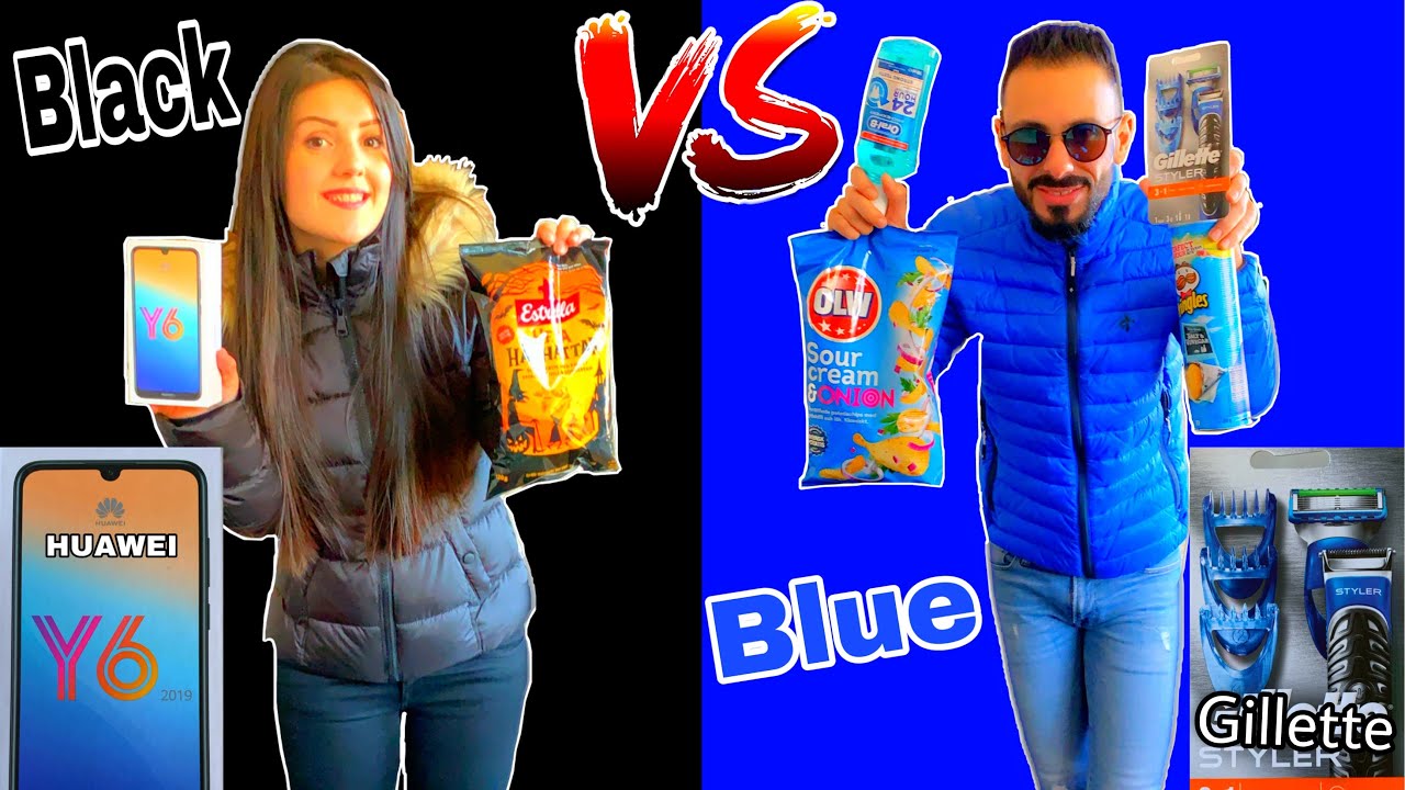 اشتري اي شي بلونك لمدة يوم كامل | عصام ونور