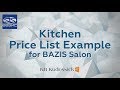 Kitchen Price List Example for BAZIS Salon