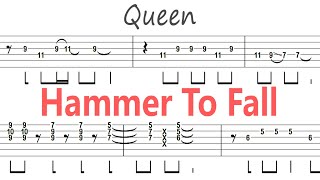 Queen - Hammer To Fall / Guitar Solo Tab+BackingTrack