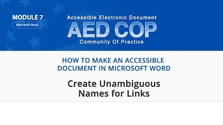 AED CoP: Microsoft Word - Create Unambiguous Names for Links