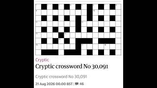 Information The Guardian Cryptic Crossword No. 30,091 - 21/08/2026 Update