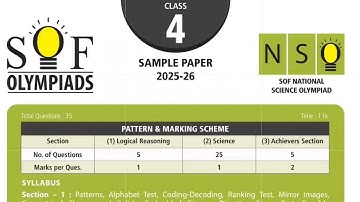 SOF National Science Olympiad Sample Paper Class 4 | SOF NSO Question Paper 2025-26 with explanation