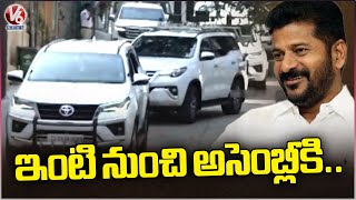 CM Revanth Reddy Convoy To Assembly From His Residence | V6 News