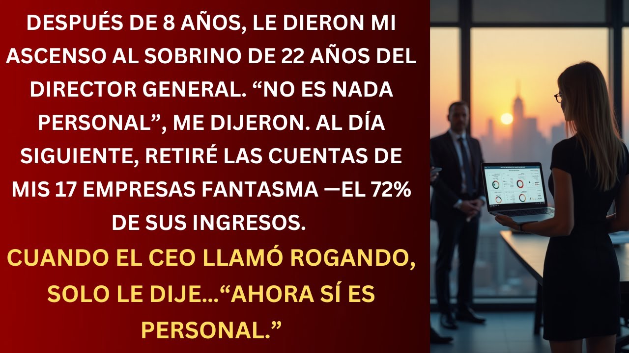 La empresa le dio mi ascenso al sobrino del CEO. No sabían que yo era su cliente más importante.
