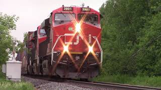 Monster CN Stack Train 121 without a DPU at Berry Mills, NB