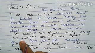 कक्षा -12 English (poetry) chapter -2 The true beauty central idea with हिंदी explanation