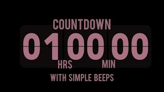 1 Hour Countdown Timer ⏳ Flip clock with Simple Beeps 💗