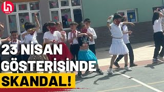 23 Nisan'da bir skandal daha: Erkek öğrencilere peçe takıp etek giydirdiler! Resimi