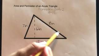 How to find the Area and Perimeter of an Acute Triangle