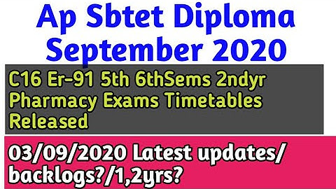 ApSbtet DIPLOMA Final Year Exams September2020/DIPLOMA c16 Exams 2020 time table released Er91 Exams