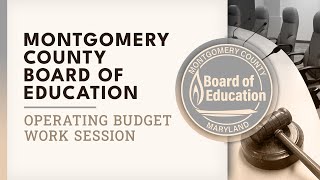 Board of Education - Operating Budget Work Session #2 - 1/20/26