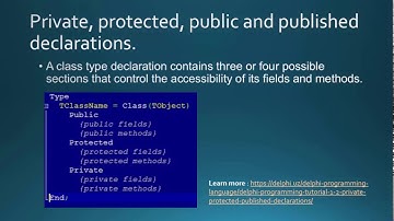 Delphi Programming Tutorial - 1.2 - Private, Protected, Public Declarations