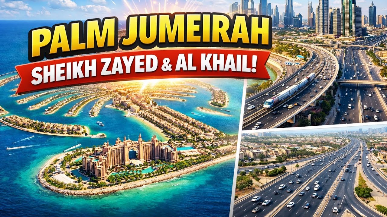 Palm Jumeirah to Sheikh Zayed & Al Khail Road | Dubai Drive 🇦🇪