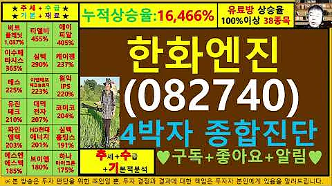 한화엔진(HSD엔진 082740)4차원종목진단및향후주가전망 추수기(추수)전문가