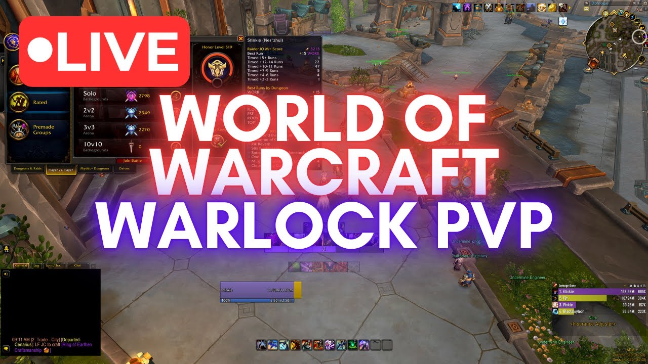 World of Warcraft Warlock PVP 💧 High-Rated, Rank 1 BG Blitz, Solo ...