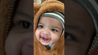 Wittle 🧸 #chubbycheeks #bearsuit #babybear #babylaugh #babylaughs #bigeyebaby #winterfashion