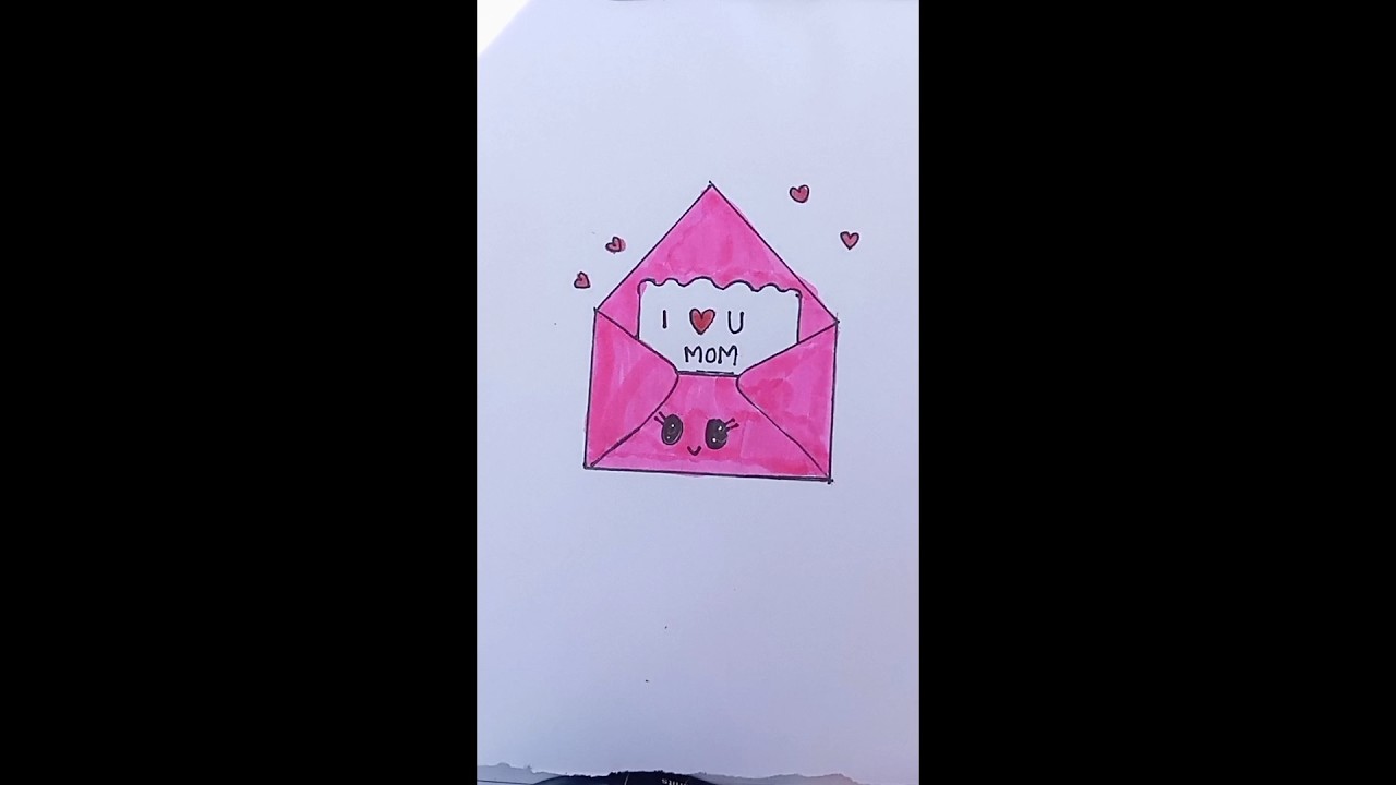 how to draw a cute I love you mom card♥️💗