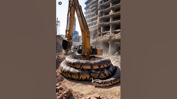 An Excavator Discovered a Huge Python#pythonencounter  #snakediscovery # #pythonsnake #excavator