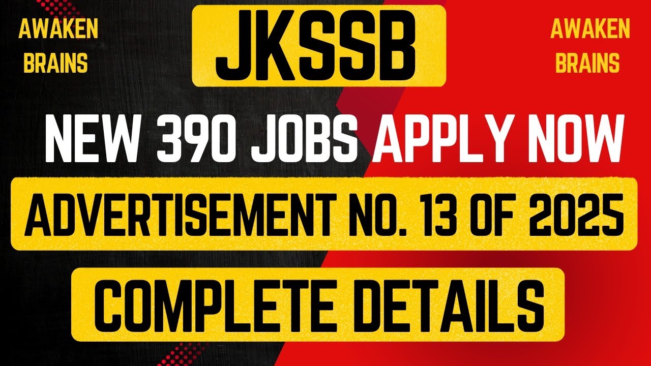 JKSSB | ADVT. NO 13 2025 | POST'S OF AHTO, SUPERVISOR, MOTOR VEHICLE INSPECTOR & MORE APPLY NOW 👇 ✅👍