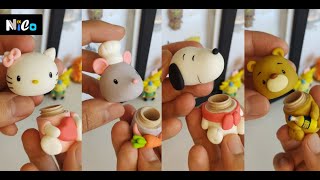 Frascos Pastilleros | Tutorial Fácil ° Hello Kitty, Ratatouille, Oso y Snoopy - Porcelana Fría