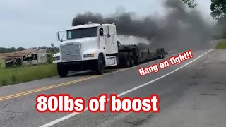 1000+ hp Detroit pulling a load!! Grandpa goes for a ride..