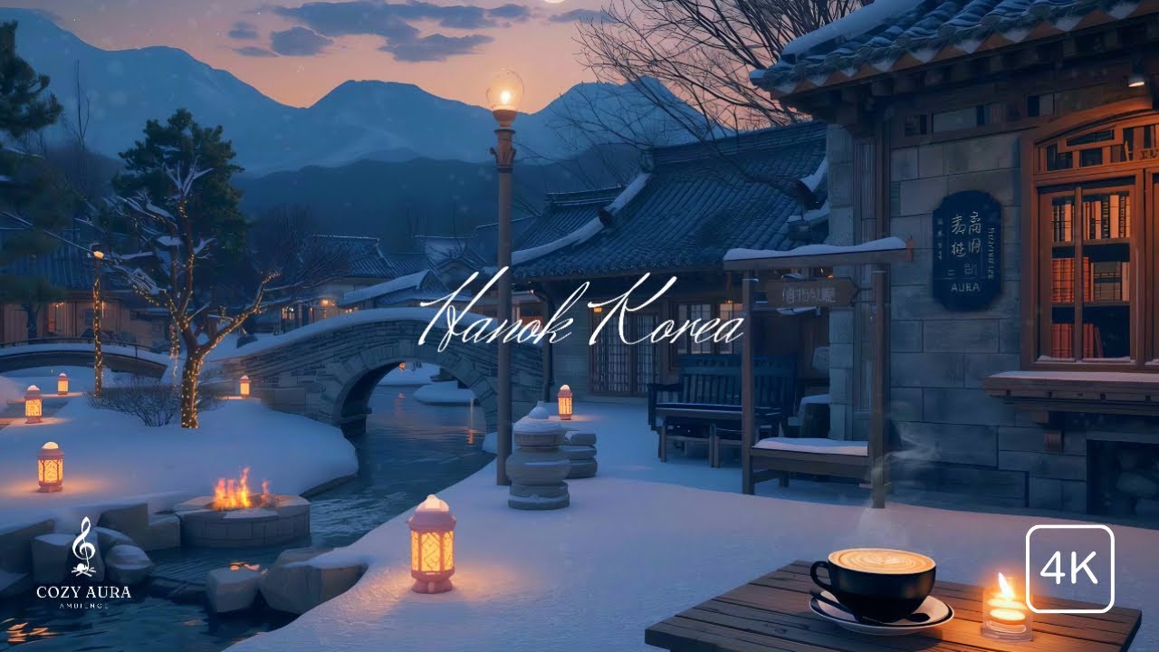 Расслабляющая музыка в стиле джаз — зима в корейском ханоке. Уютное кафе для работы