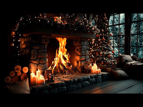 Cozy Xmas Fireplace 4K With Crackling Logs Relaxing Cabin Ambience For Stress And Insomnia Relief