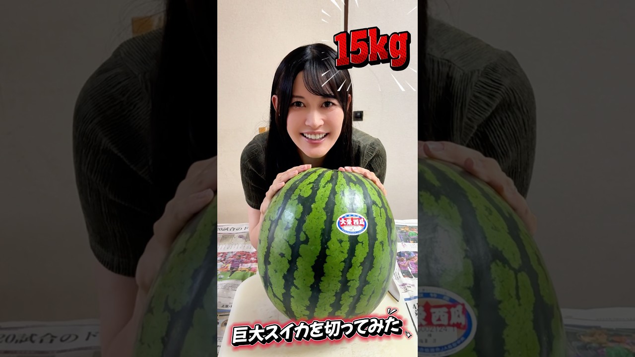 15kg巨大スイカを切ってみた！ #watermelon #巨大スイカ #スイカ #食べ 