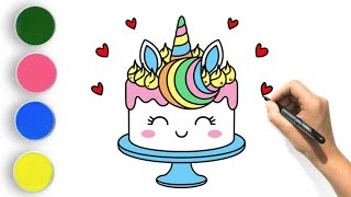 How to Draw a Cute Unicorn Cake 🎂🦄 | Easy Drawing & Coloring for Kids How to Draw a Cute Unicorn Cake 🎂🦄 | Easy Drawing & Coloring for Kids