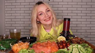 Mukbang | Спаржа, Форель, Закуски, Овощи | Asparagus, Trout, Appetizers, Vegetables Не Asmr