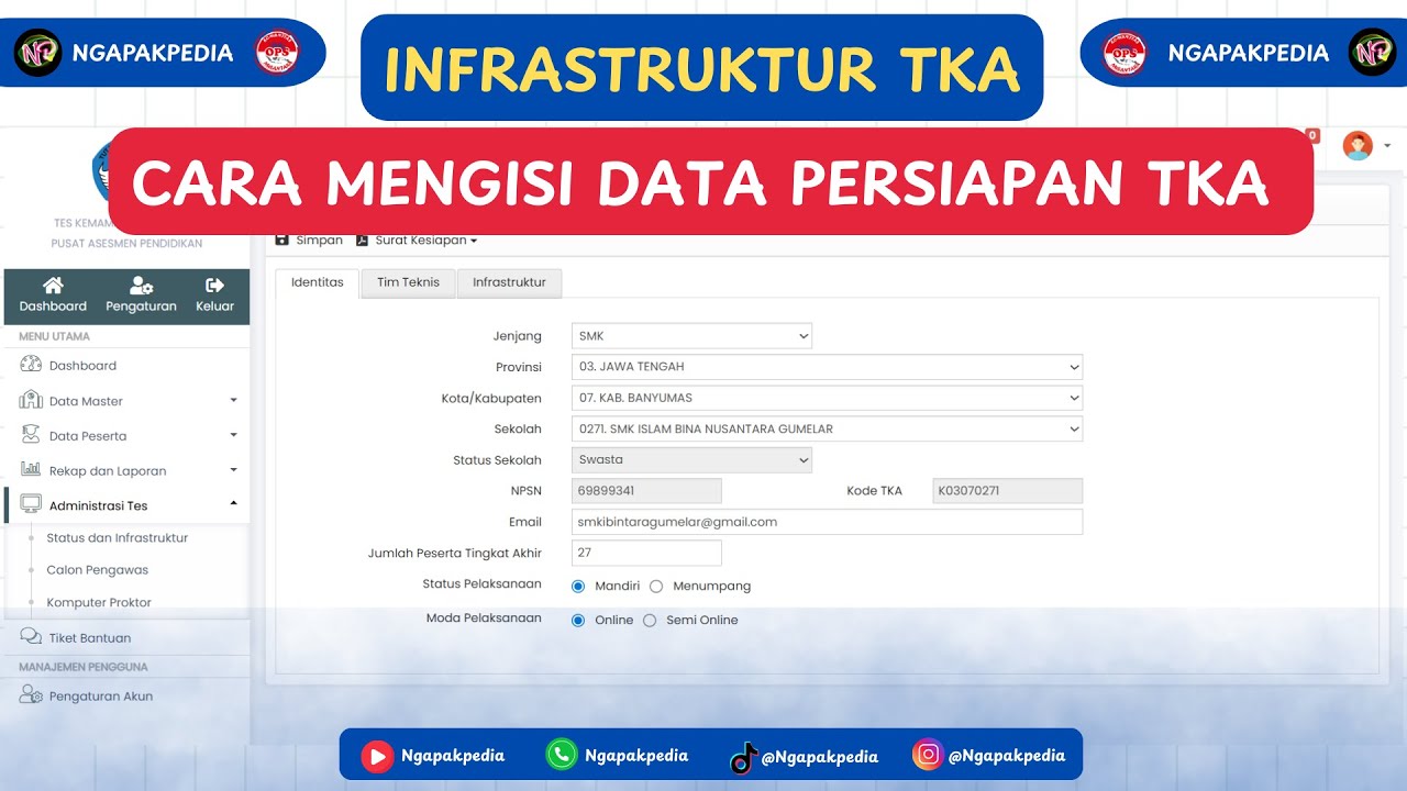 CARA MENGISI DATA INFRASTRUKTUR DAN TIM TEKNIS TKA