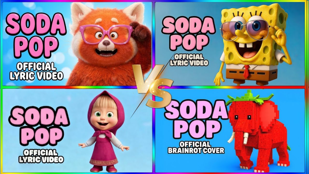 MASHA 🆚 SPONGEBOB ⚡STRAWBERRY ELEPEHNT 🆚 RED TURNING|SODA POP 😎🎶