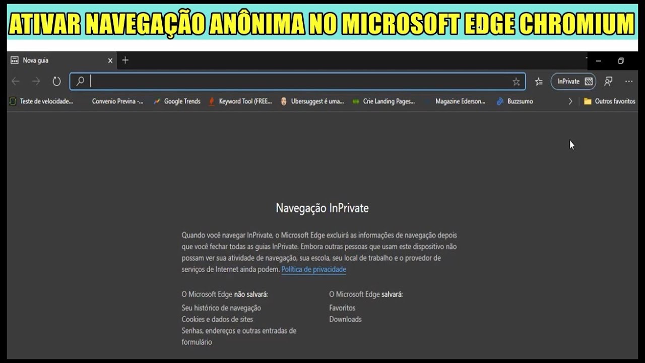 Como Ativar Navegação Anônima (In Private) No Novo Navegador Microsoft ...