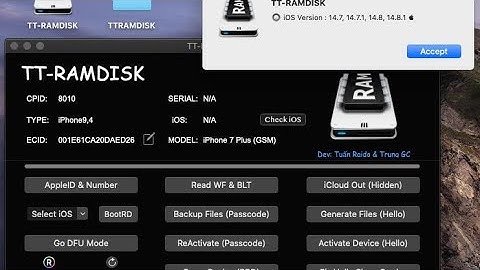 Check iOS version Passcode/Disable iPhone, iPad with TT-RAMDISK 4.7, fast and simple