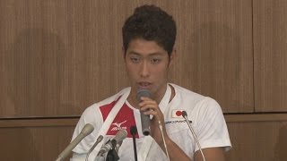 萩野選手が世界水泳出場断念 右肘骨折と診断