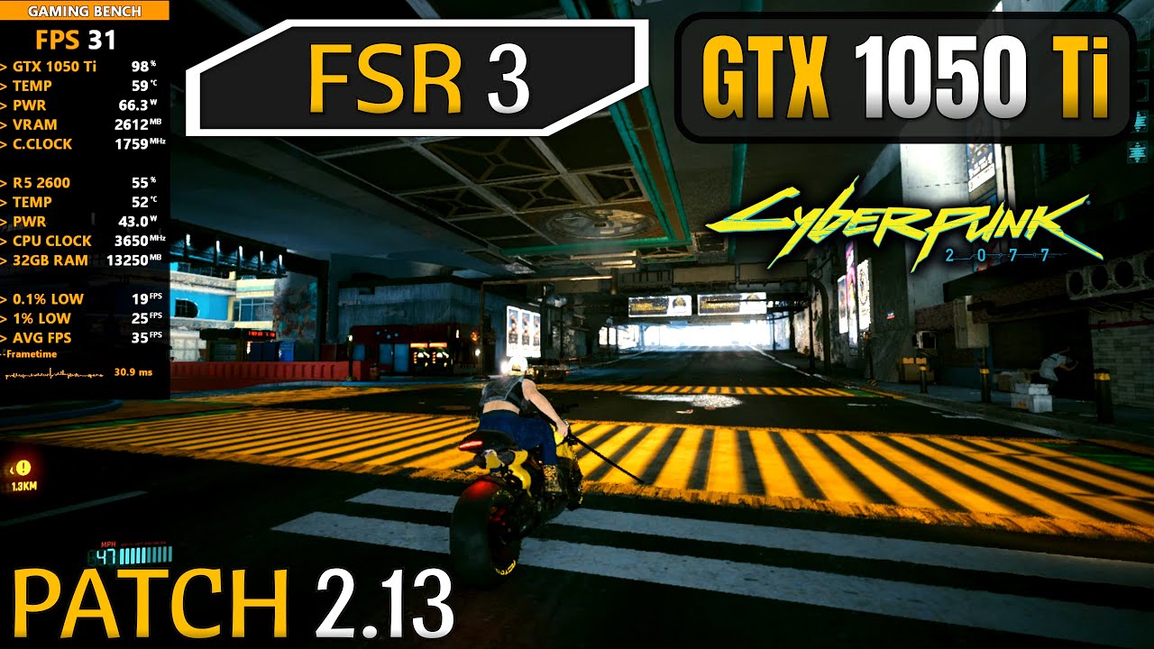 GTX 1050 Ti + Ryzen 5 2600 - Cyberpunk 2077 - Official FSR 3 Frame ...