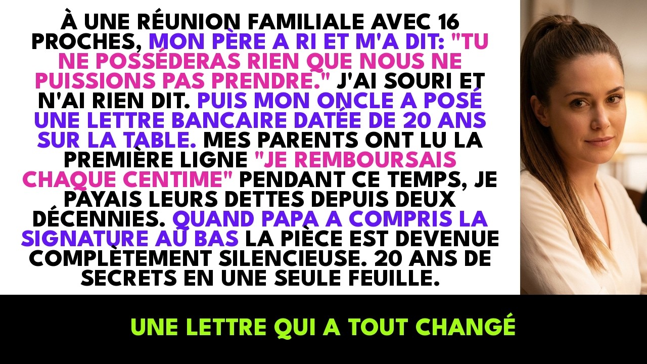 Mon père s'est levé devant seize invités, a levé son verre et a annoncé que ma nouvelle maison serait leur maison de retraite. « Tu ne posséderas jamais rien que nous ne puissions te prendre »,...
