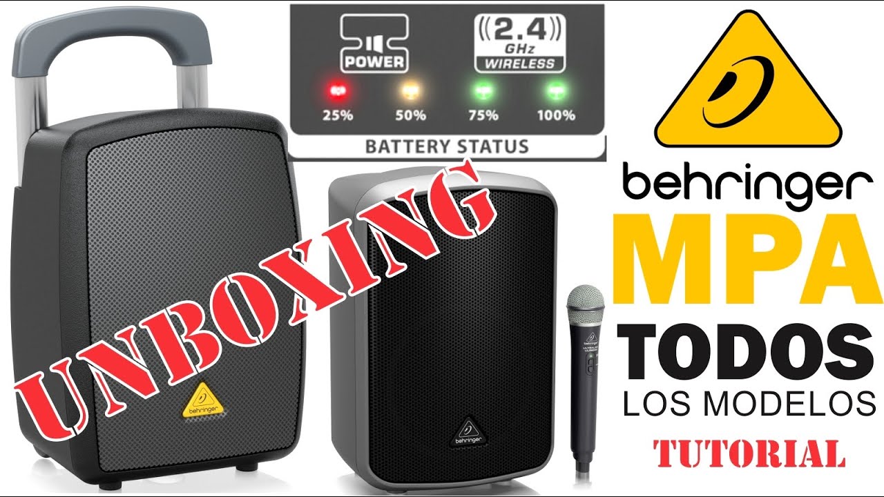 Parlante Behringer MPA (Batería Recargable, Bluetooth & Micrófono):  MPA40BTpro, MPA100BT, MPA200BT 