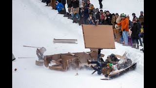 Cardboard sled race wipe outs at Grand Haven Winterfest 2022