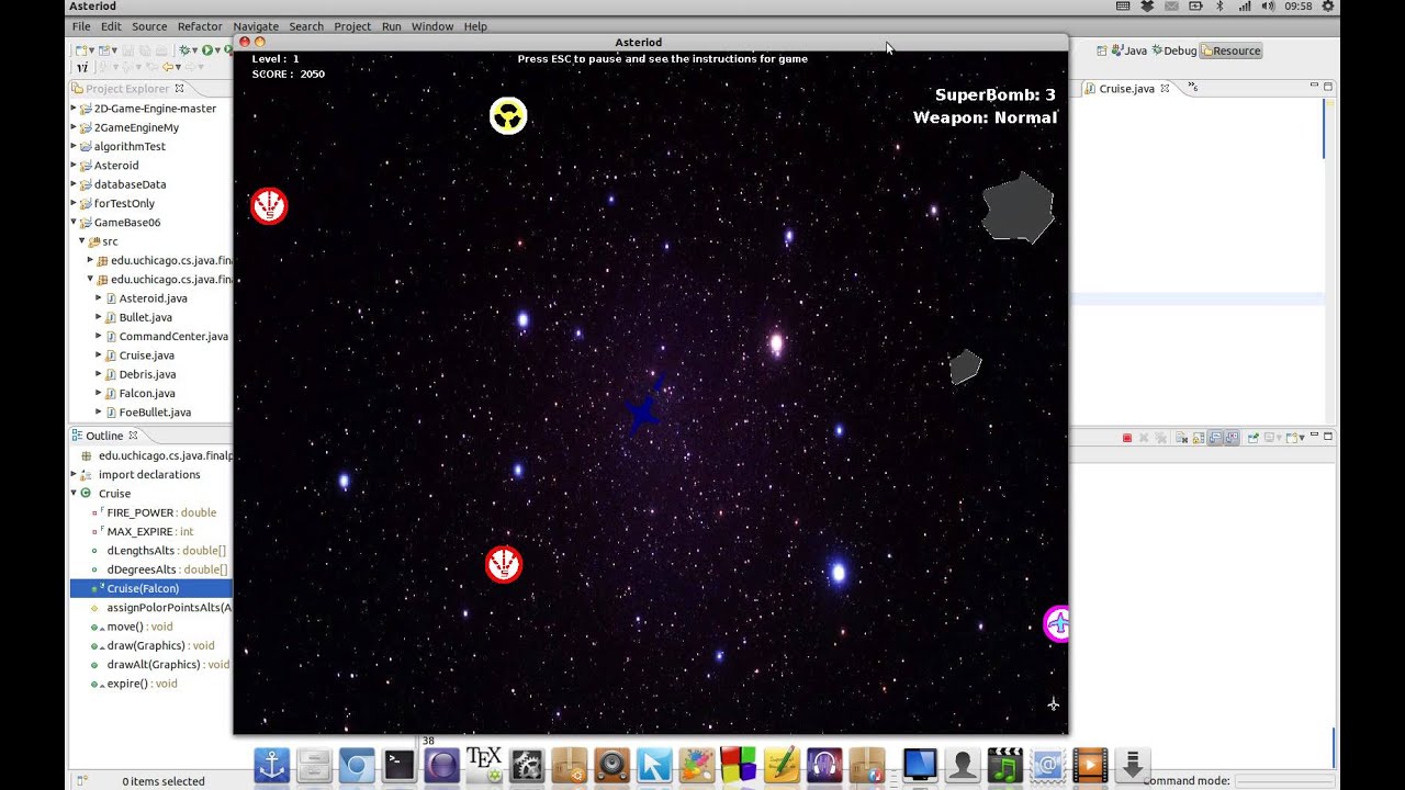 Demo for Asteroid game using Model View Controller architecture - YouTube