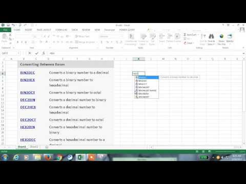 Excel 2013 Tutorial#104 Converting Between Bases Function in Excel