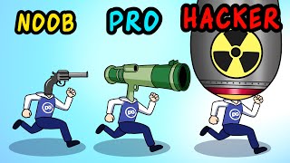 NOOB vs PRO vs HACKER en GUN HEAD RUN !! - DeGoBooM