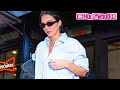 Kendall Jenner Shows Off Legs For Days In An Oversized Gucci Pinstripe Shirt For Lunch In New York