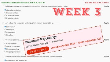 Consumer Psychology Week 3 Assignment Answers || Assignment 3 | NPTEL | Aug 2025