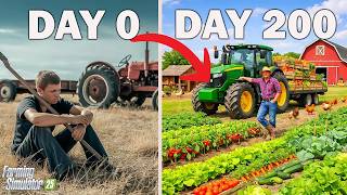 I Survived 200 DAYS on the FLAT MAP with $0 ! Here's What Happened!  Farming Simulator 25