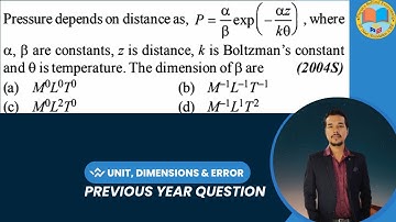 Pressure depends on distance as, P=α/β exp(−αz/kθ), where α,β are constants, z is distance as , k is