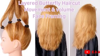 Layered Butterfly Cut In 5 minute // Face Framing Get volume and movement Tutorial